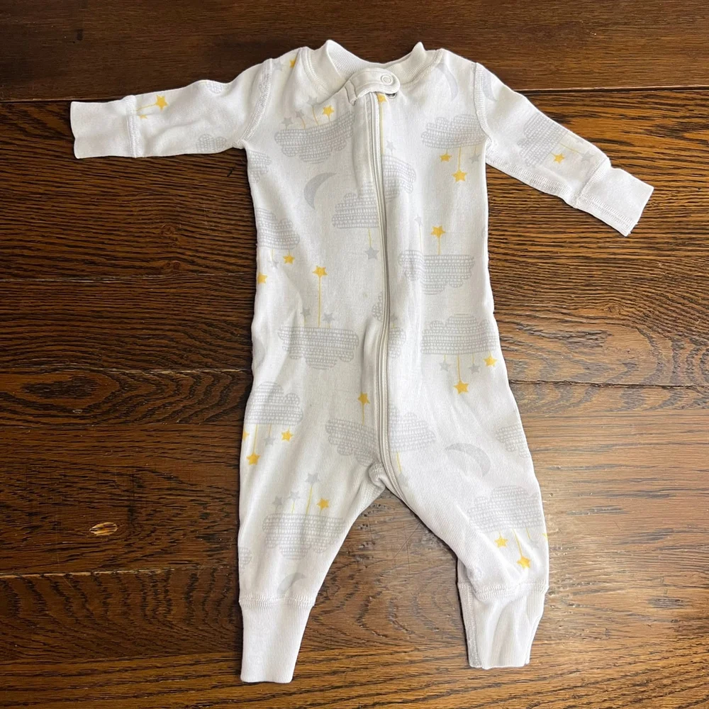 Hanna Andersson Unisex One Piece Zipper Pajamas Clouds Stars Cotton 50 cm 0-3m
